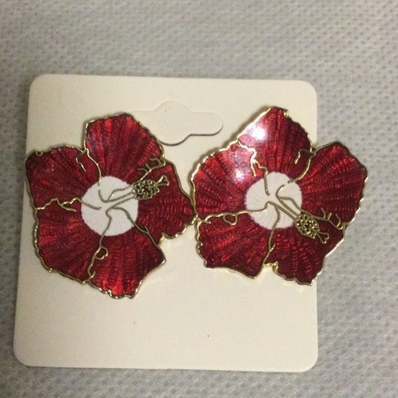 Vintage Enamel Pierced Earrings - Picture 1 of 5